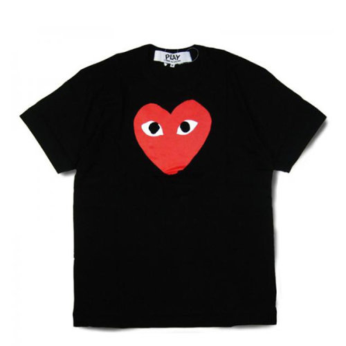 comme des garcons/川久保玲 cdg play女士黑色纯棉短袖t恤 大红心款