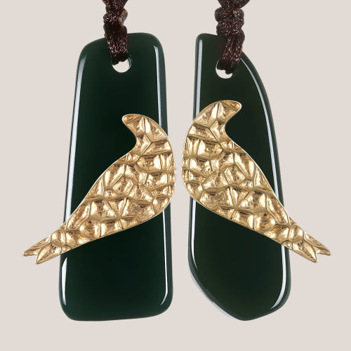 enjada/博玉东方 【金玉良缘 比翼鸟】和田玉(青玉)比翼鸟情侣吊坠一