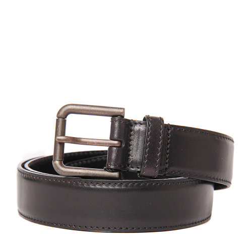 dolce&gabbana(杜嘉班纳) 铁灰色方扣黑色皮质腰带85#【正品 价格
