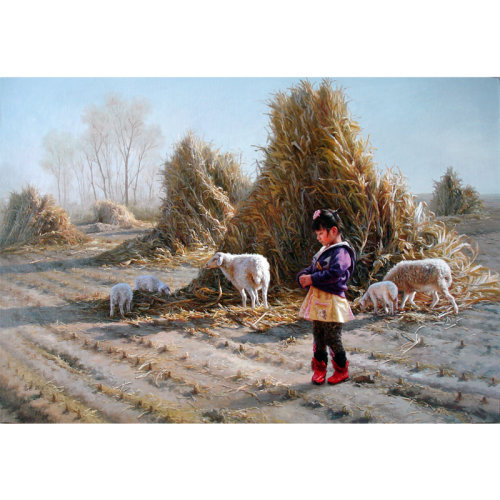 高飞《乡村小女孩》 布面油画 人物