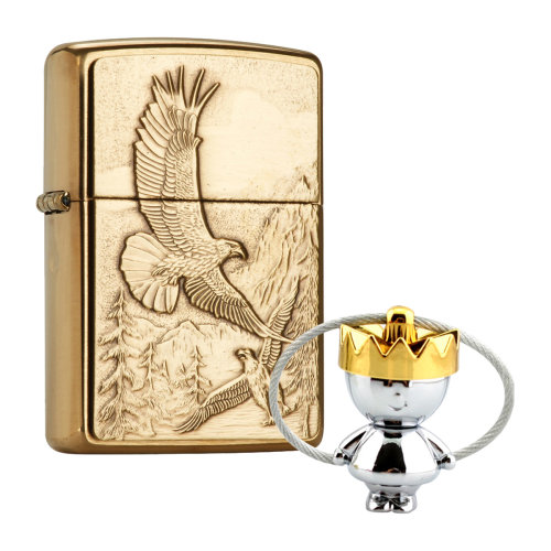 zippo打火机 纯铜双鹰展翅翱翔troika