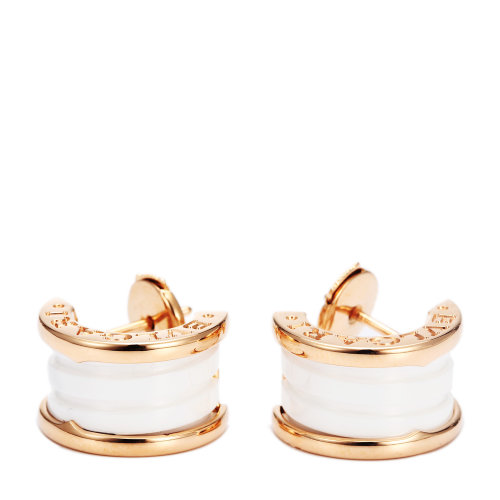 bvlgari(宝格丽) 18k玫瑰金白陶瓷耳钉