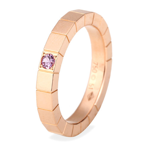 cartier(卡地亚) lanières系列18k玫瑰金镶粉色蓝宝石戒指51