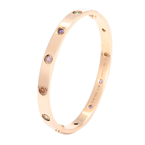 cartier(卡地亚) 18k玫瑰金彩宝手镯17