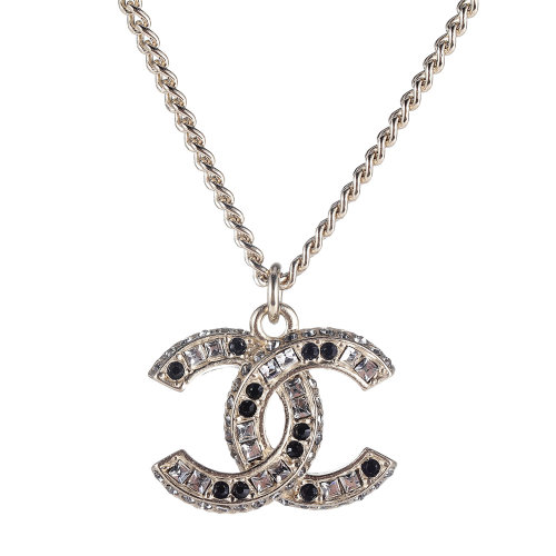 chanel(香奈儿) #浅金色水钻装饰双c吊坠女士项链