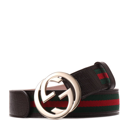 gucci(古驰) 红/绿帆布配皮腰带 90