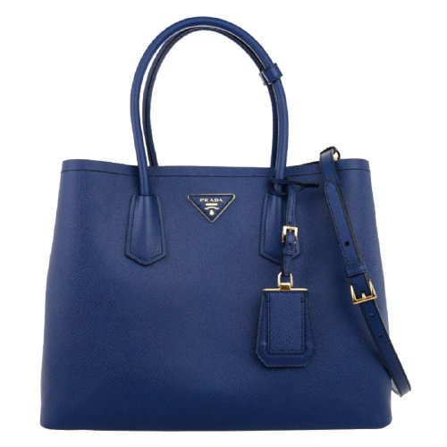 prada/普拉达钴蓝色十字纹牛皮女士新款杀手/手提包