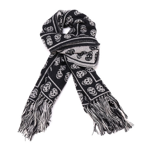 alexander mcqueen/亚历山大麦昆 骷髅头流苏中性围巾
