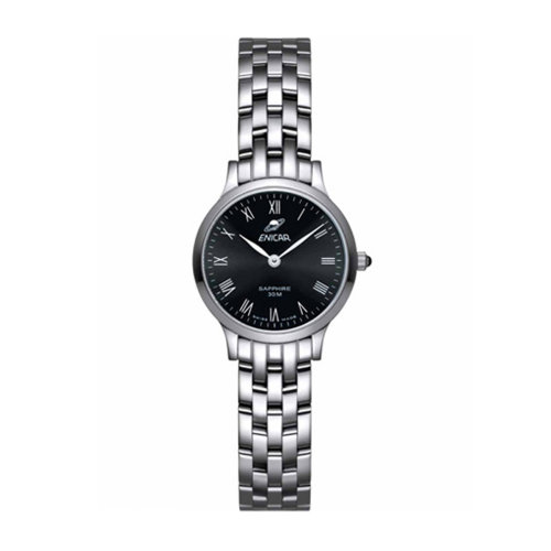 enicar/英纳格 石英手表 女士 女表 黑盘钢带 262/30/280ab