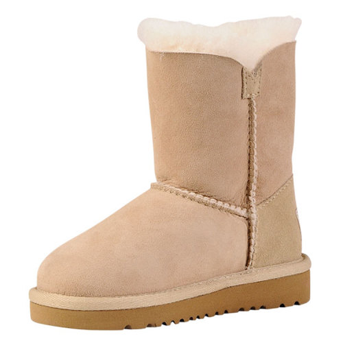 ugg女童米色皮毛一体儿童皮鞋5991sand