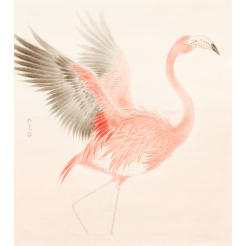 刘静雯《火烈鸟》中国画_纸本设色_花鸟