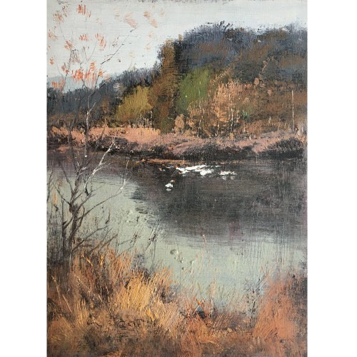 梁伟平《秋日风景系列》板面油画