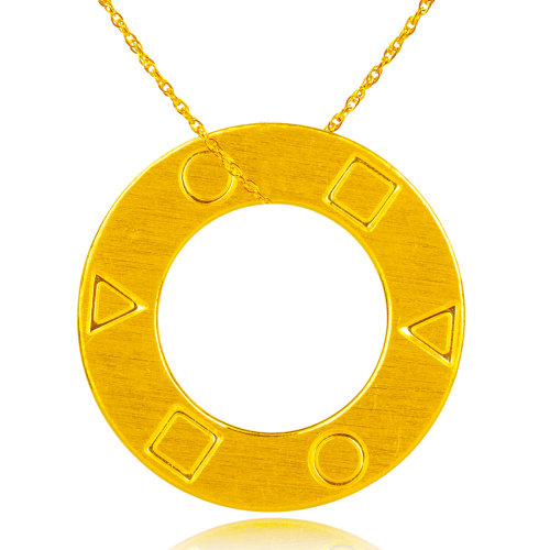 baoyijin/宝易金珠宝 人生三步曲24k黄金精品吊坠 999千足金圆环项坠