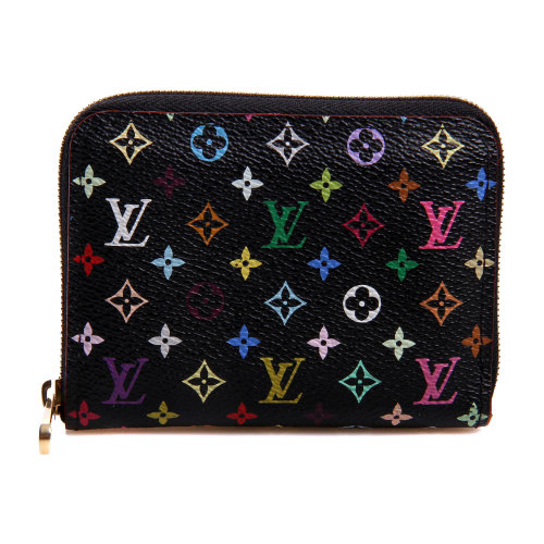 louis vuitton(路易威登)黑三彩拉链零钱包