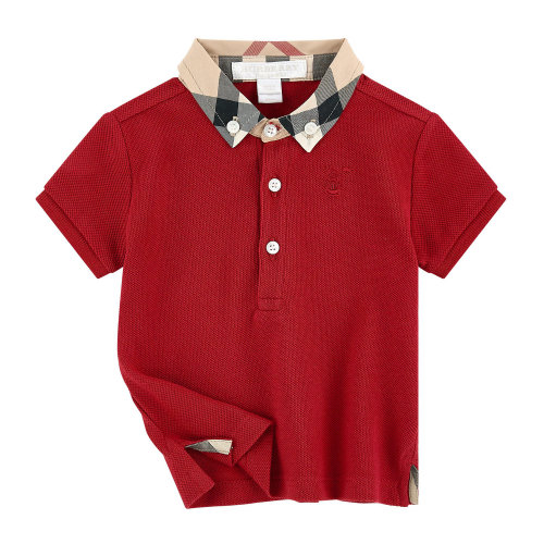 children/burberry children 红色男童短袖纯棉polo衫儿童t恤 3888713