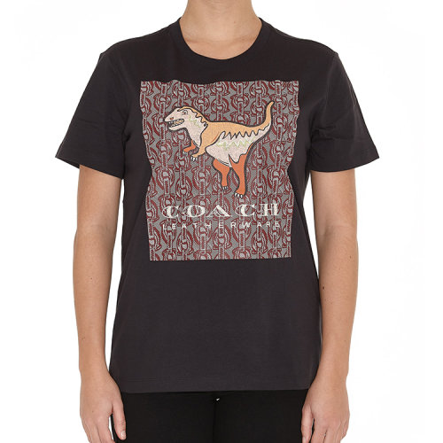 【18春夏】 coach/蔻驰 女士短袖t恤 100% 棉 圆领 百搭 黑色 br