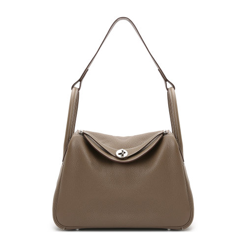 hermes(爱马仕) 大象灰皮质单肩包lindy30