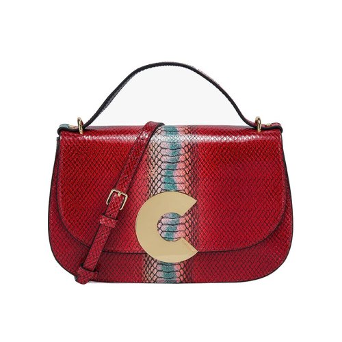 18秋冬coccinelle/可奇奈尔craquante系列女士牛皮蛇纹大号时尚单肩包