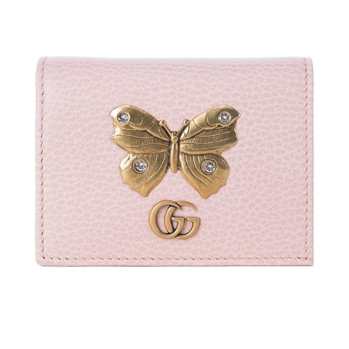 gucci/古驰女士黑色牛皮蝴蝶装饰时尚短款钱包499361caogt