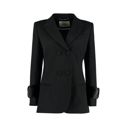 【折扣】 fendi/芬迪 女士西服 55%聚酯纤维45%初剪羊毛 双排扣 时尚
