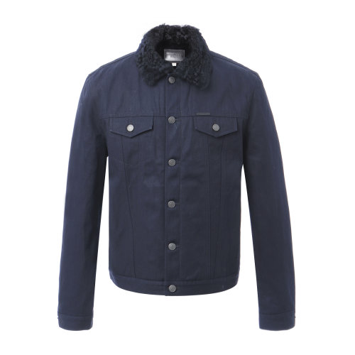 burberry/博柏利 男士外套 brit系列纯棉配羔羊皮内胆皮毛一体翻领