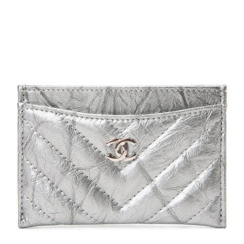 chanel(香奈儿) 银色漆皮小卡包