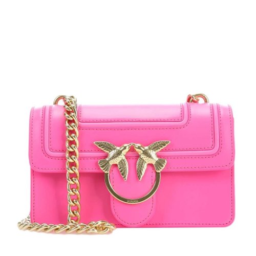 【包税】pinko/品高 女士经典荧光粉金色logo单肩包斜挎包链条燕子包