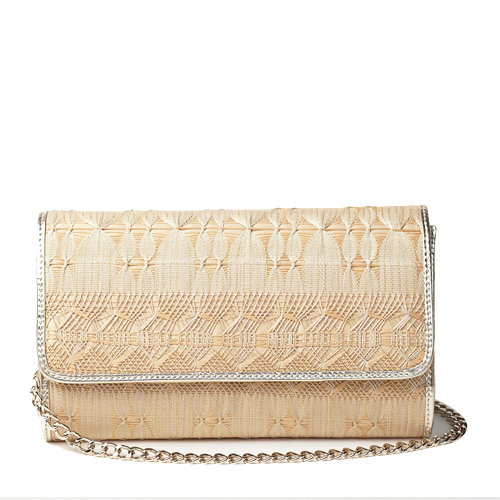 yks/一克丝 缂丝织物编织链子女士包