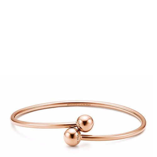 tiffany & co./蒂芙尼 新款女式18k玫瑰金球形装饰线圈开口手镯