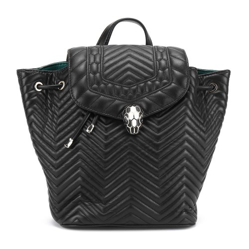 bvlgari(宝格丽)杏粉色波浪纹蛇头双肩小背包