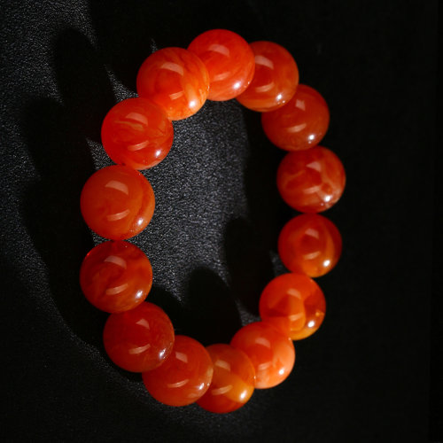 y/鼎艺 天然血蜜蜡手串 石榴红单圈自然流纹16-18mm 收藏臻品 whhp