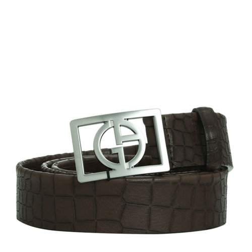 giorgio armani/乔治阿玛尼 男士方框g扣鳄鱼纹牛皮腰带 y2s122 棕色
