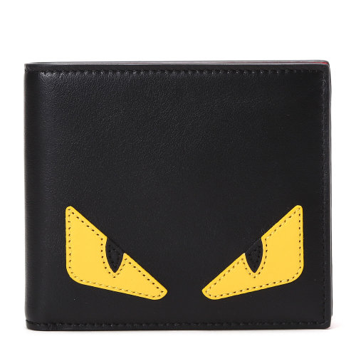 fendi(芬迪) #黑色皮质小怪兽黄色眼睛短款钱夹