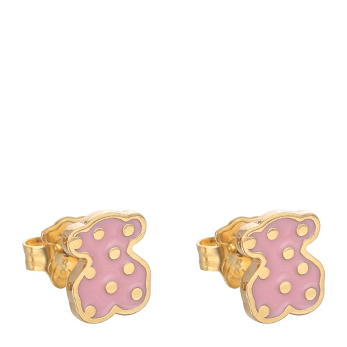 【tous桃丝熊 耳钉】tous/桃丝熊 耳钉小熊粉红色珐琅纯银镀金