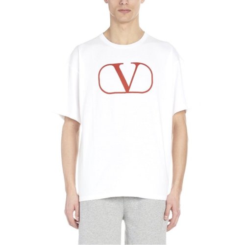 valentino/华伦天奴 男士白色标志纯棉圆领短袖t恤 rv0mg01ppmaa33