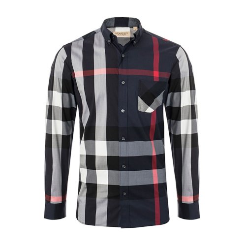 burberry/博柏利london系列混合材质经典格纹图案男士长袖衬衫