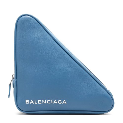 balenciaga(巴黎世家)蓝色皮质三角形手拿包