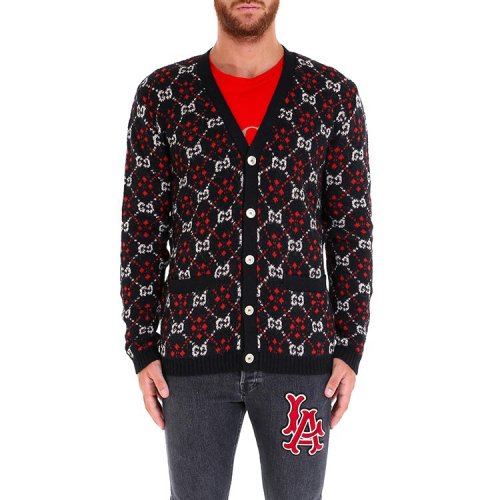 【18年秋冬】 古驰/gucci 双g logo 男士 v领 撞色 男士针织衫/毛衣