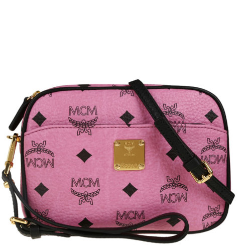 mcm/mcm 女士迷你logo印花pvc斜挎包mwr4svc27粉红