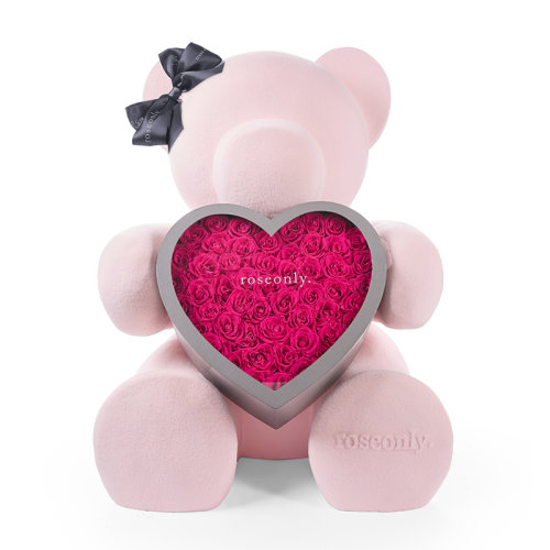 永生玫瑰 甜心熊限量红粉特别款 100cm