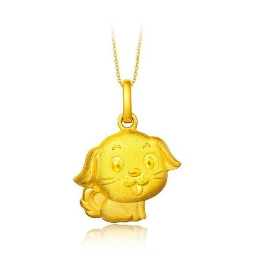 chow tai fook/周大福 珠宝首饰生肖狗足金黄金吊坠 f199503