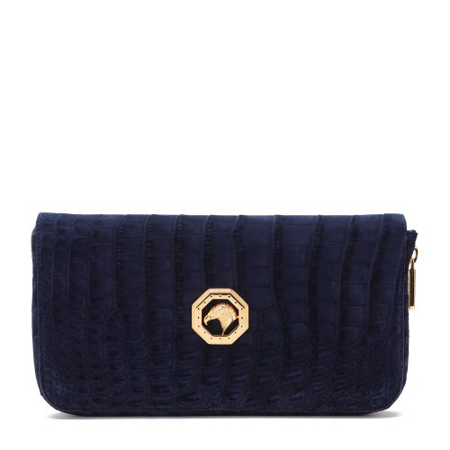 stefanoricci史蒂芬劳尼治深蓝色鳄鱼皮金色鹰头手包