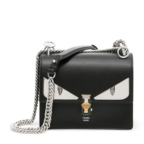 fendi 芬迪 女士黑色小怪兽牛皮链条包单肩斜挎包