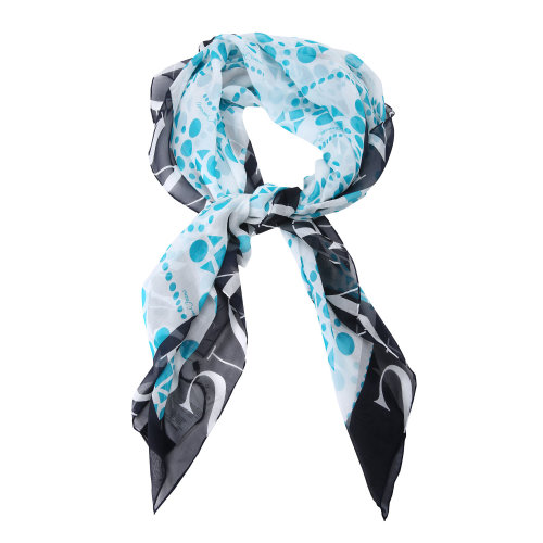 armani jeans/阿玛尼牛仔丝巾-女士牛仔系列白底蓝边丝巾