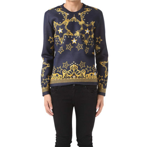 versace collection 男士深蓝色星星印花卫衣 vscv800688vj00299