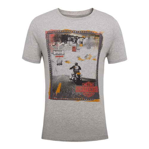 harley-davidson/哈雷戴维森纯棉舒适圆领印花男士短袖t恤简约休闲潮