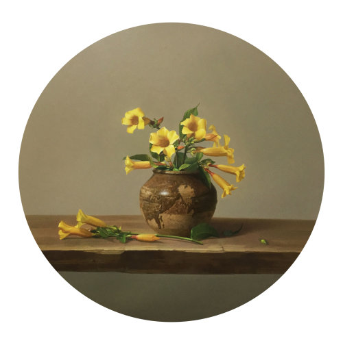 郑通凤《黄金蝉》板面油画