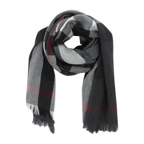burberry/博柏利 男式经典灰色格纹羊绒混纺围巾 4000328