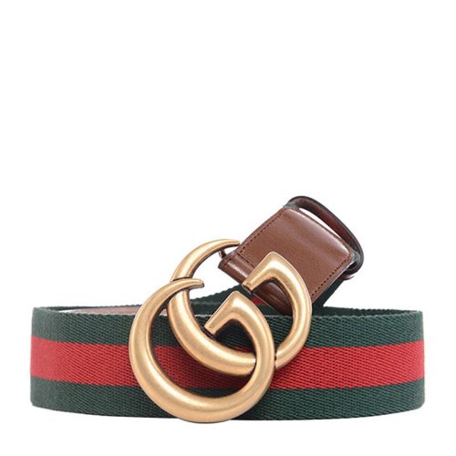 gucci/古驰 女士经典红绿条纹金色大logo板扣式腰带皮带 409416-h17wt