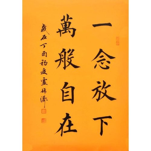 卢增涛《一念放下万般自在》田英章弟子,方圆兼施,以方为主,点画劲挺